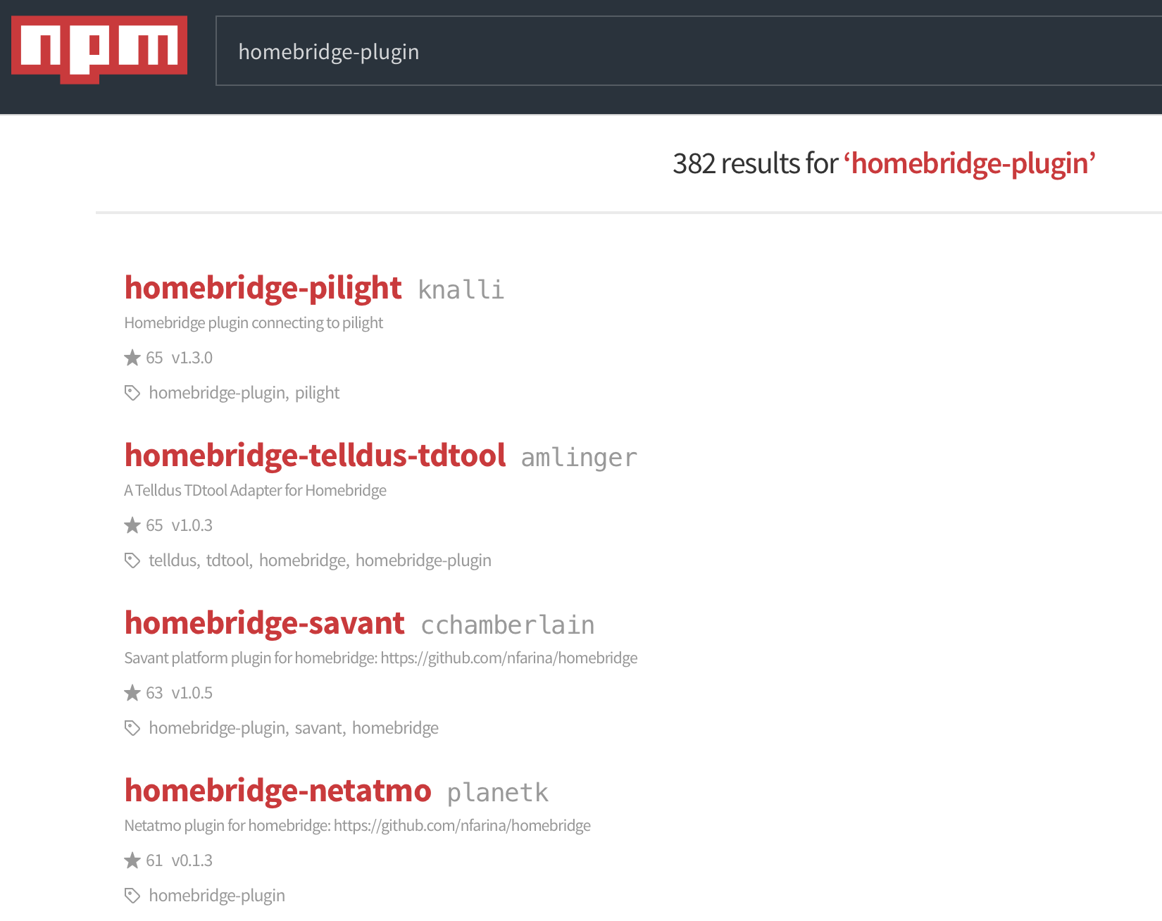 Homebridge plugins